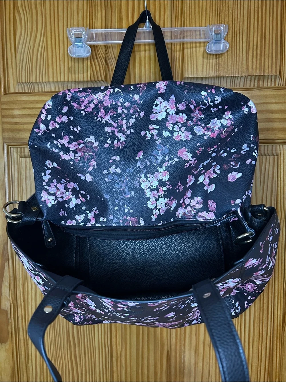 G.H. Bass & Co. Black Tote with Pink Floral Print